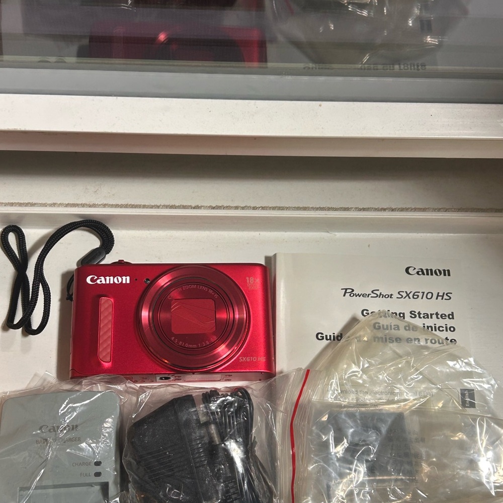Canon PowerShot SX610 HS Compact Camera - Red with Accessories